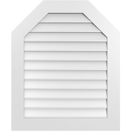 Ekena Millwork Octagonal Top Surface Mount PVC Gable Vent w/ 3-1/2"W x 1"P Standard Frame, 30"W x 36"H GVPOT30X3601SN